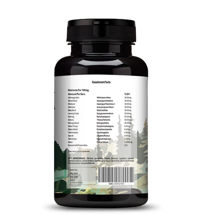 Supplement bottle with label showing nutritional information on a white background