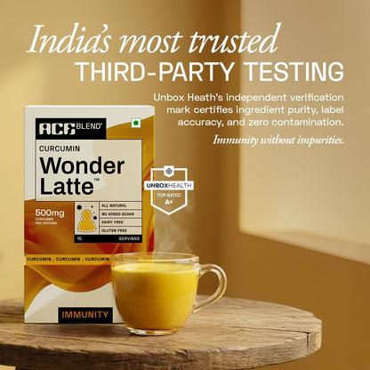 Ace Blend Curcumin WONDER LATTE | 5 Serves | Turmeric Extract | MCT powder | Bio Piperine | 100% Natural Cinnamon Flavour | High Immunity | Anti inflammation | Brain & Gut Health. Relish Cold/Hot
