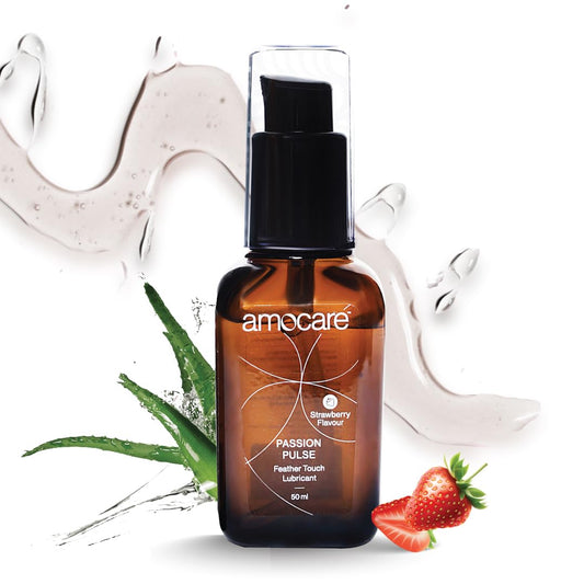 Amocare Long Lasting Lubricant Gel for Men & Women | Dermatologically Tested and pH balanced | Water-based, non-sticky, and no Nasties formula | Toy & Condom Compatible | Strawberry Flavour | 50 ml