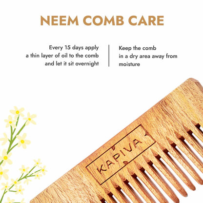 Kapiva Neem Comb | 100% Pure Neem Wood for Men & Women | Hair growth, Dandruff Control