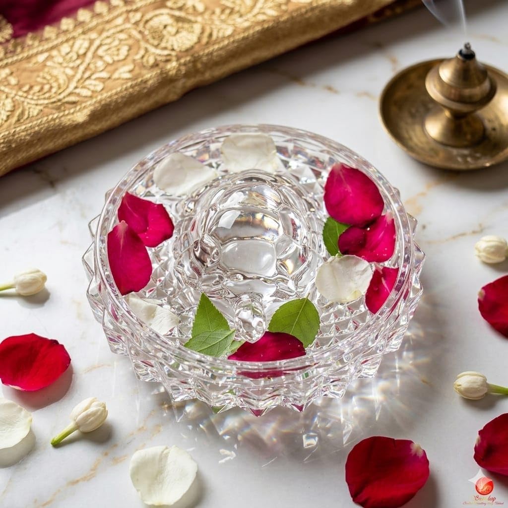 SAUDEEP INDIA Vastu Feng Shui Crystal Turtle Tortoise with Plate for Good Luck, Wealth & Prosperity | Rakhi for Brother | Raksha Bandhan Gift & Home Decor Combo(Lotus)