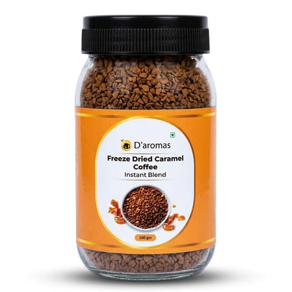 D'aromas Freeze Dried Caramel Coffee 100g | Premium Instant Flavoured Coffee Powder | Rich Aroma Smooth Caramel Taste | Perfect for Hot & Cold Coffee, Latte & Cappuccino