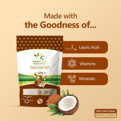 Pawfect 100% Natural Freeze-Dried Coconut Treats for Dogs | Single Ingredient | Vegan Treats | Grain & Gluten Free | Low Calorie Training Treats (50g)