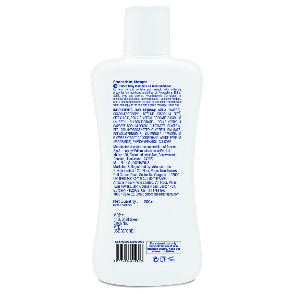 Chicco Baby Moments No Tears Shampoo (200ml)