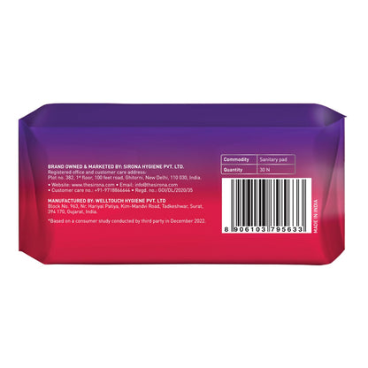 Sirona Max Sanitary Pads for Women | XL (Pack of 30 Pads) | 100% Rash Free & Toxic-Free | Organic Cotton Sanitary Pad | Up to 0% Leakage, Comfortable & High Absorbency
