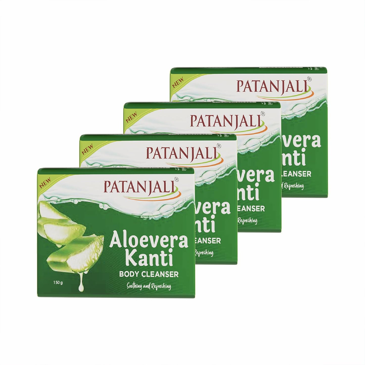 Patanjali Aloe Vera Kanti Body Cleanser Soap for Men and Women(150g, Pack of 4), Nourishing & Moisturizing, Natural Aloe Vera Soap for Soft Skin