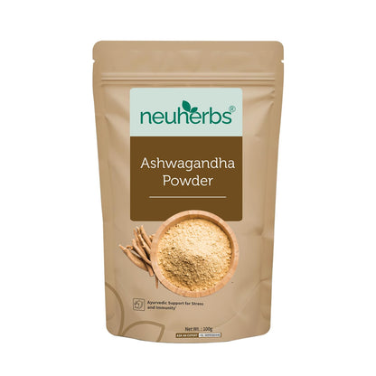 Package of neuherbs Ashwagandha Powder on a white background
