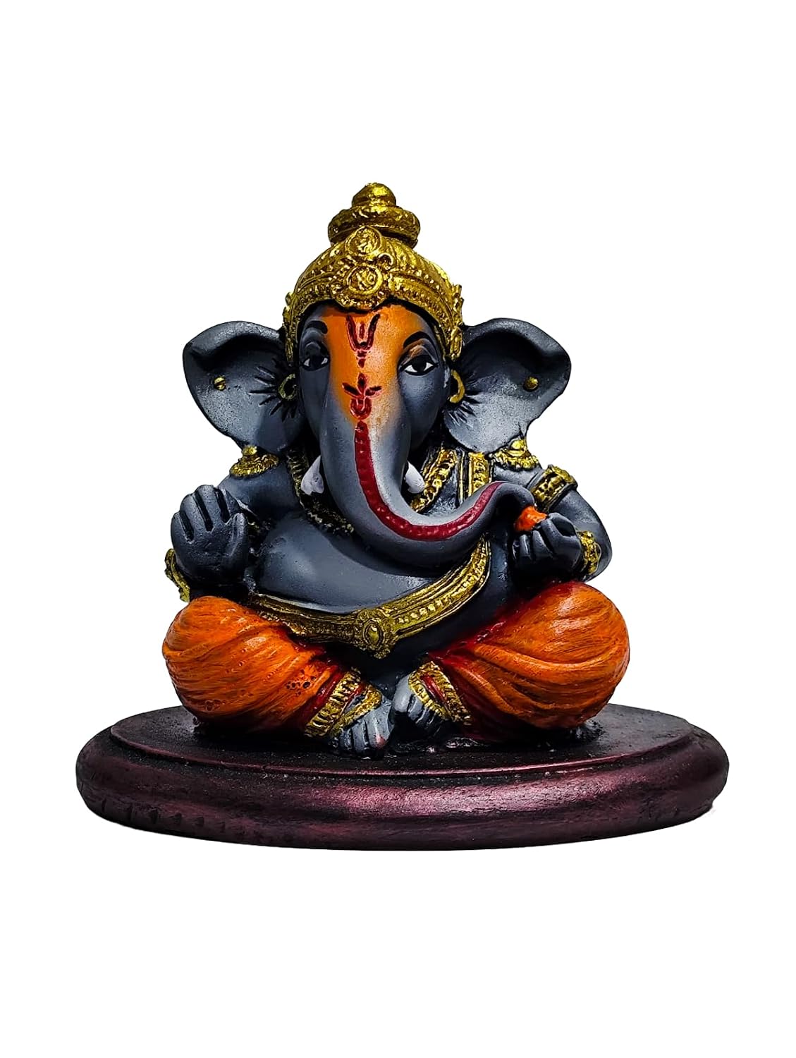 Lord Ganesha Idol Murti | 4 Inch Matt Finish Grey Resin | Decorative Ganpati Statue for Home, Office, Car Dashboard & Gifting