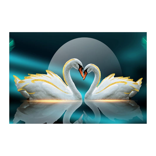 Swan Paintings for Living room, Swan Poster Big Size with Sparkle Coated Lamination - 15661 (Self Adhesive) 18x24 Inch