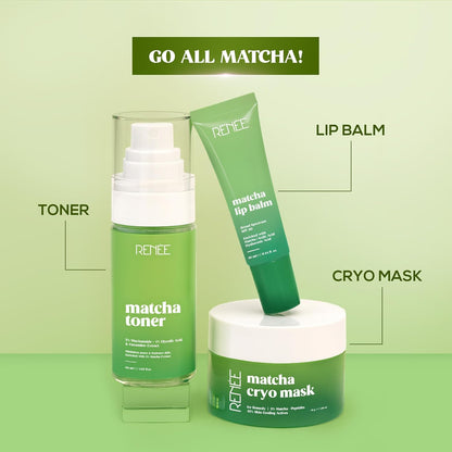 RENEE Matcha Lip Balm For Dry, Chapped Lips With SPF 50 | Nourishes, Repairs & Protects Lips | Reduces Pigmentation, Glossy Finish | Matcha Oil, Kojic Acid & Hyaluronic acid | 10 g