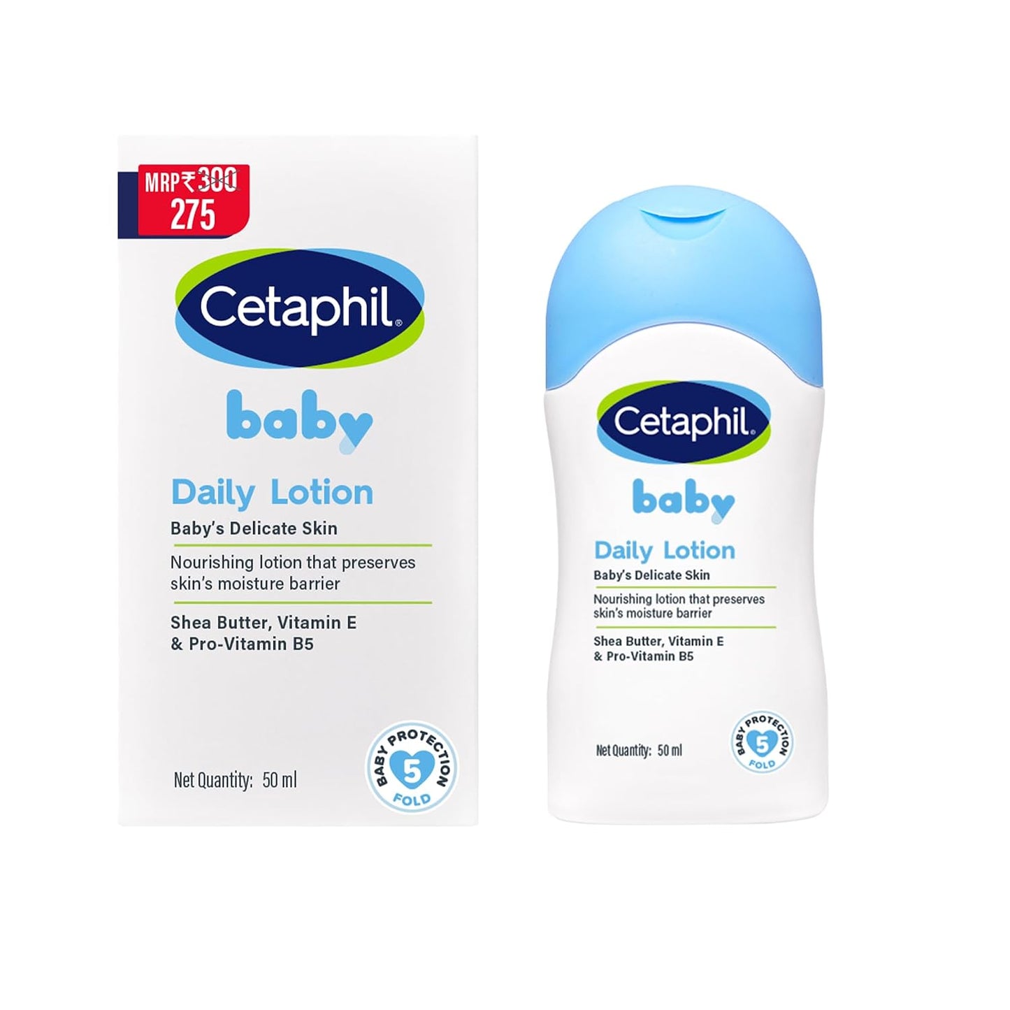 Cetaphil Baby Daily Lotion, Suitable for baby’s delicate skin, Shea Butter and Vit E, Dermatologist Tested and Pediatrician Recommended, 50 ml