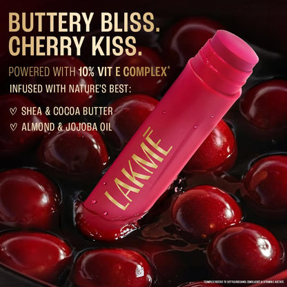 Lakme Lip Love Care Stick Cherry, with 10% Vitamin E Complex, nourished with Shea & Cocoa Butter and enriched with Almond & Jojoba Oil for 24hr moisturization in just 1 swipe, with SPF 15, 4.5g