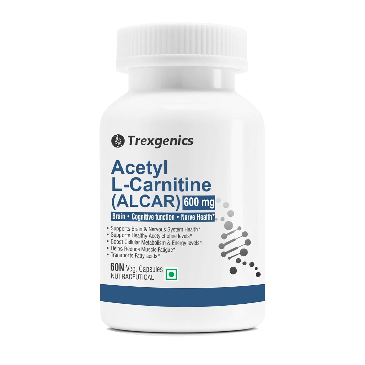 Trexegenics Acetyl L-Carnitine supplement bottle on a white background