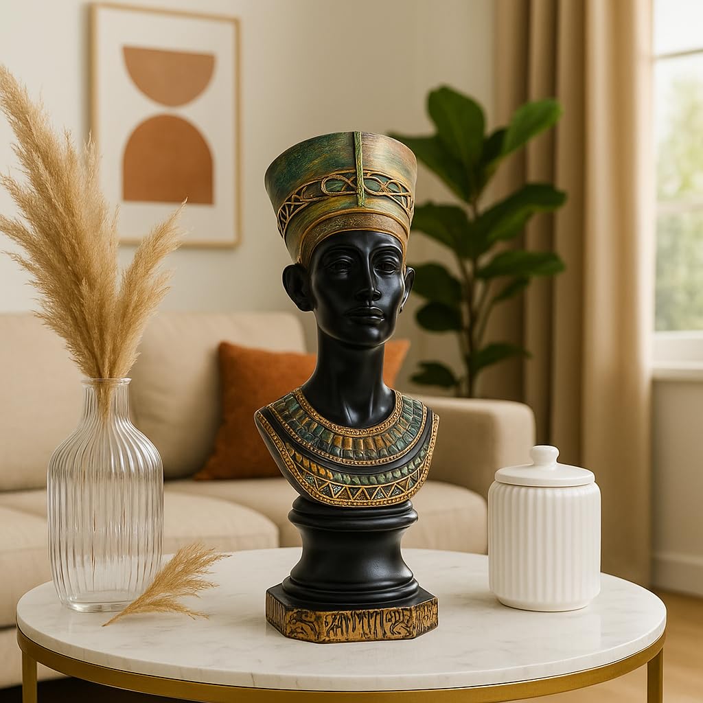 African Lady Statue with Pot|Stunning Cultural Home Décor (Pack of 1, Black & Gold, Model 4)