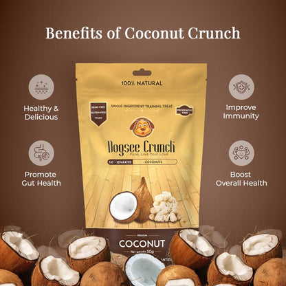 Dogsee Crunch Coconut Training Treats for Dogs - 50g Real Coconuts | for Better Digestive Health | Freeze-Dried Training Treats