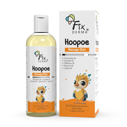 Fixderma Hoopoe Baby Massage Elixir|Baby Oil with Chamomile, Camellia, Safflower, Seasome & Jojoba Oil |Baby Massager Oil | Dermatologist Tested (100 Ml)