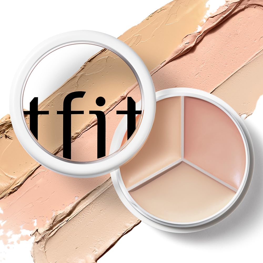 TFIT Multi-Use Pot Concealer - Triple Palette | High-Pigmented, Full Coverage & Crease-Proof | Korean Concealer for Dark Circles, Redness & Blemishes, 03 COOL, 15g