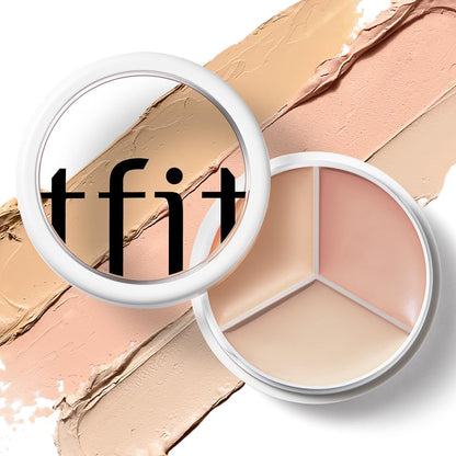 TFIT Multi-Use Pot Concealer - Triple Palette | High-Pigmented, Full Coverage & Crease-Proof | Korean Concealer for Dark Circles, Redness & Blemishes, 03 COOL, 15g