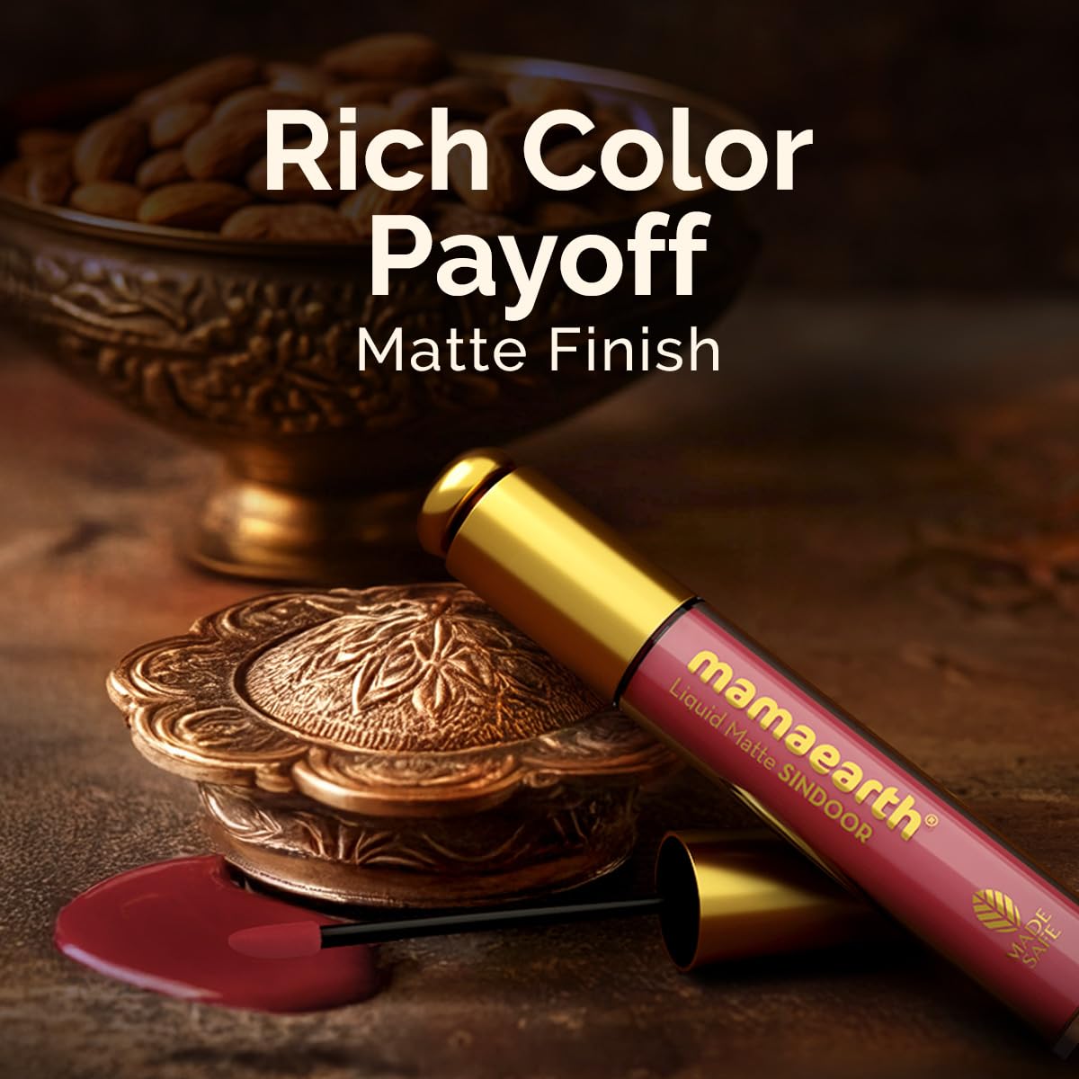 Mamaearth Liquid Matte Sindoor with Almond Extract & Vitamin E - 2.8 ml | 02 - Maroon | India’s First Made Safe Certified Sindoor | Mercury & Lead Free | Long-lasting & Smudge-proof