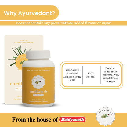 Baidyanath Asli Ayurved Ayurvedant Cardiwin Ds - Heart Health & Cholesterol Support | | 60 Tablets