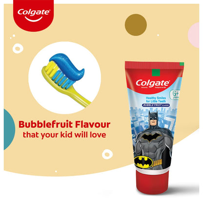 Colgate Kids Toothpaste For 6+ Years, Bubble Fruit Flavour, Gentle Protection, Enamel Protection Tooth Paste With 50% Lesser Abrasive Formula For Protecting Against Cavities, 80 Gram