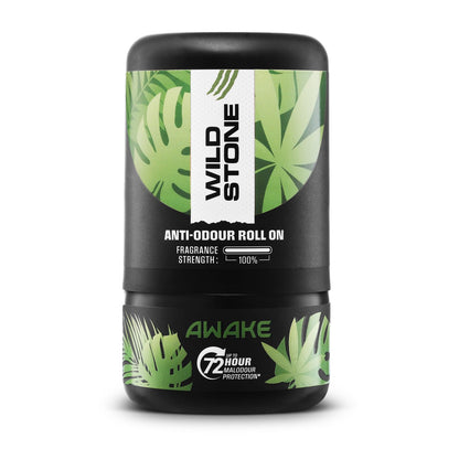Wild Stone anti-odor roll on with green leaf design on a white background