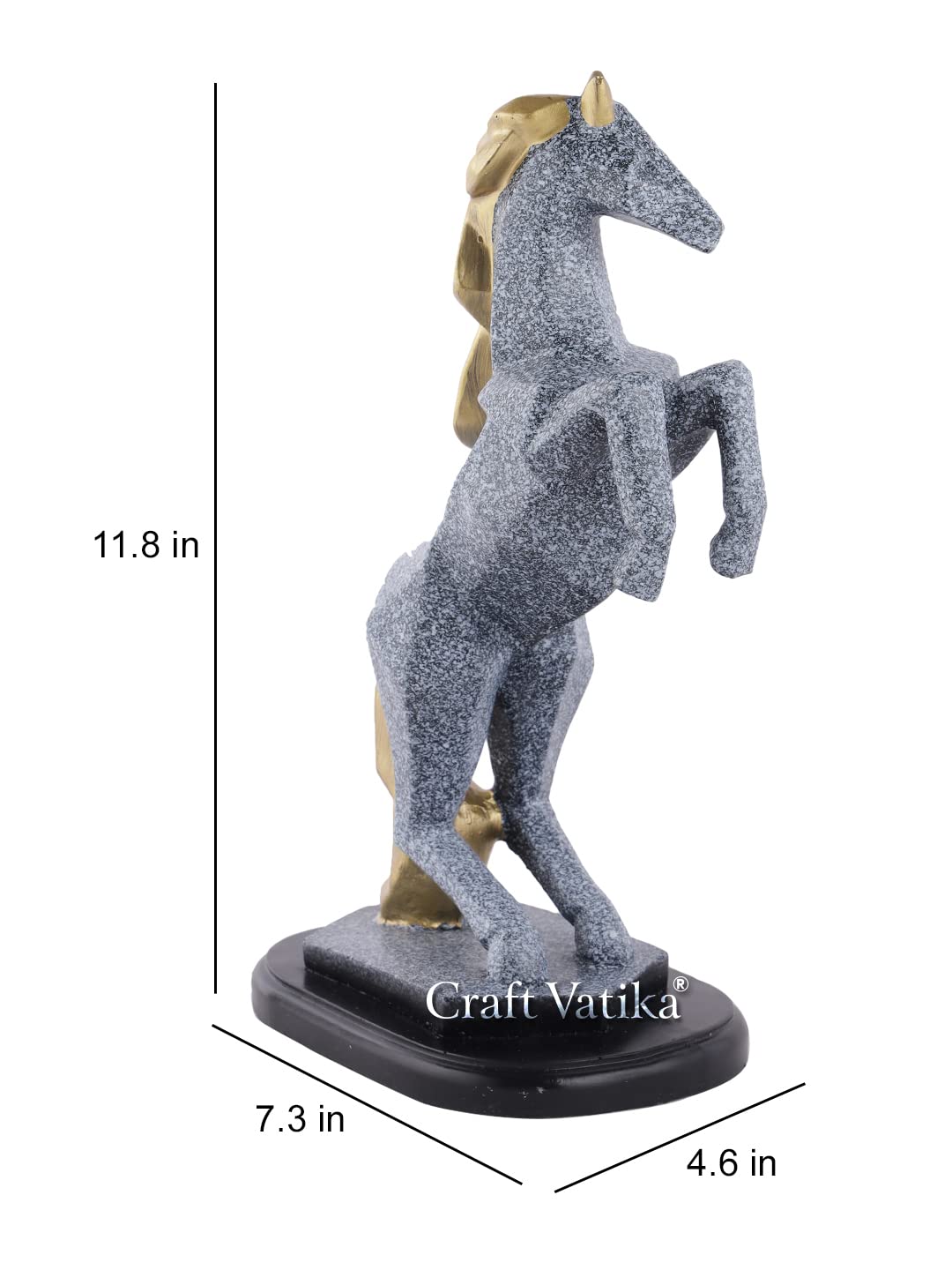 Horse with Uplifted Legs Standing Showpiece Statue for Home Decor Office Living Room Decoration Gift Item (Inches), Resin
