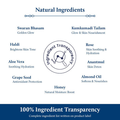 Blue Nectar Gold Face Scrub for Glowing Skin | Naturally Exfoliating Scrub for Men & Women with Walnut & Kumkumadi | Ayurvedic Tan Removal (12 Herbs, 50g)