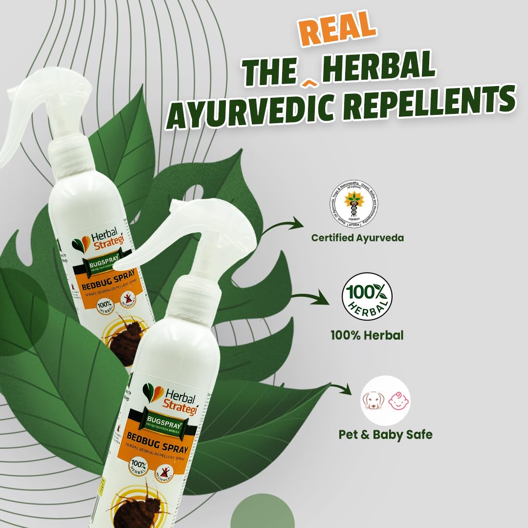 Herbal Strategi SHUU Bed Bug Repellent Spray 200ml | 100% Herbal, Non-Toxic & Eco-Friendly | Baby and Pet safe | Ayush certified