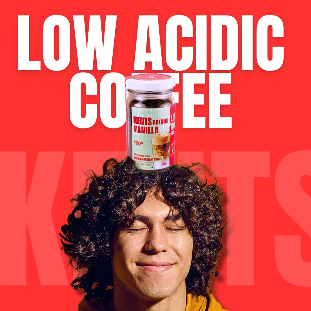 Kents Coffee French Vanilla Instant Coffee | 100% Arabica | LOW ACIDIC COFFEE | Serve HOT & COLD | Smooth & Aromatic Vanilla Flavoured Instant Coffee Powder | Natural Vanilla Beans | Chikmagalur | Medium Roast | No SUGAR | No Artifical Flavour