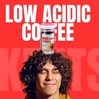 Kents Coffee French Vanilla Instant Coffee | 100% Arabica | LOW ACIDIC COFFEE | Serve HOT & COLD | Smooth & Aromatic Vanilla Flavoured Instant Coffee Powder | Natural Vanilla Beans | Chikmagalur | Medium Roast | No SUGAR | No Artifical Flavour