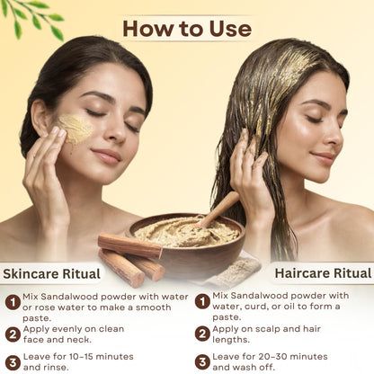 Smartdrops Sandalwood Powder for Hair and Skin Face Pack Hair Mask Mixing Powder for DIY Beauty and Scalp Care Routine | Sandalwood Powder Face Pack for Glowing Skin & Tan Removal | 100g (Pack-1)