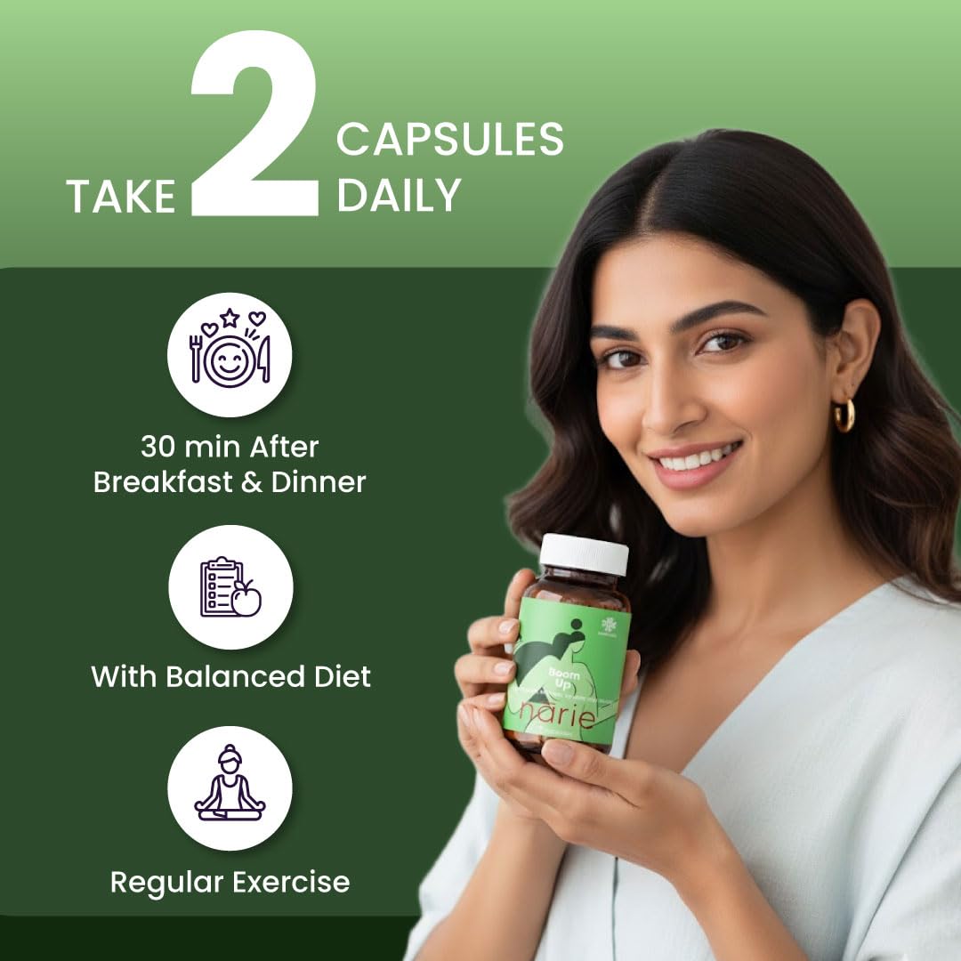 ZEROHARM Narie Boomup Capsules For Women| 60 Caps With Shatavari, Fenugreek & 4 More Ingredients To Support B-Care | Feel Healthy & Fuller Volume |Embrace Your Natural Beauty With This Powerful Blend