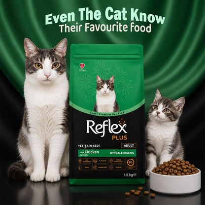 Reflex Plus Adult Dry Cat Food with Chicken, Complete & Balanced Nutrition for Adult Cats, Supports Immunity, Digestion, Healthy Skin & Coat (400g)