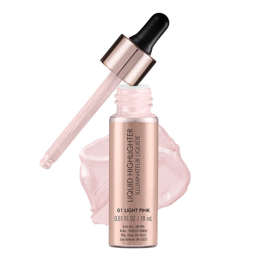 Swiss Beauty Drop & Glow Liquid Highlighter | Face Makeup | Illuminating Liquid Highlighter With Dewy Finish | Shade -Light Pink, 18ml