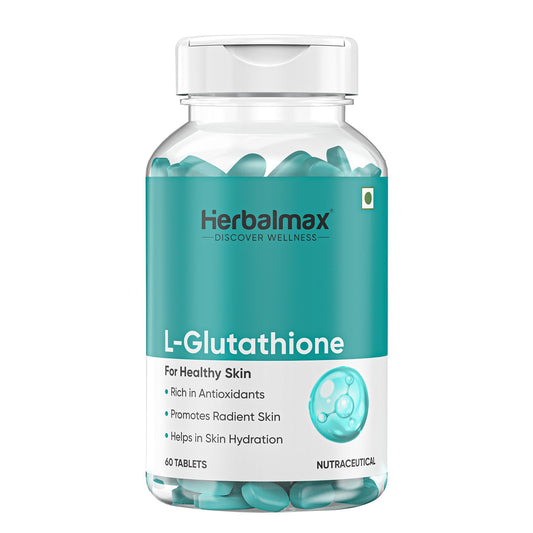 Herbal Max L-Glutathione Tablets for Skin Whitening 60 Tablets | With Vitamin C & Antioxidants | Supports Glowing, Hydrated & Youthful Skin | Unisex Supplement