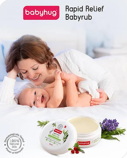 Babyhug Rapid Relief Babyrub, 50 ml, Soothing Balm with Eucalyptus, Lavender, Rosemary