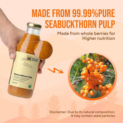 My Pahadi Dukan Himalayan Sea Buckthorn Pulp 300ml, Wild Berries, Rich in Omega 3 6 7 9 & Vitamin C, Herbal Seabuckthorn Juice, Supports Immunity, Skin & Gut Health, Lab Tested, Cold Pressed
