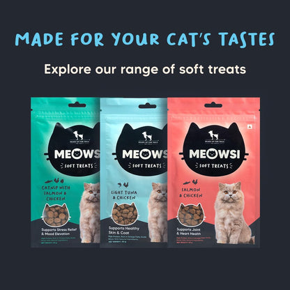 Meowsi by HUFT Soft Cat Treats – Light Tuna & Chicken – 50 gm | Tasty & Tender Treats for Kittens & Adult Cats | for Persian Cats & All Breeds | Low Fat