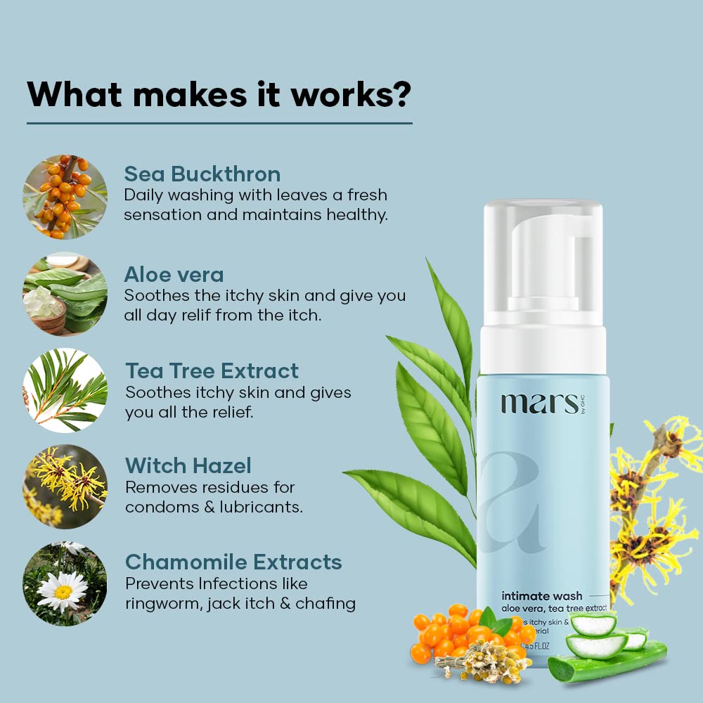 Mars by GHC Natural Intimate Wash for Men - Aloe Vera, Tea Tree Extract and Antibacterial Ingredients | Good Health Company