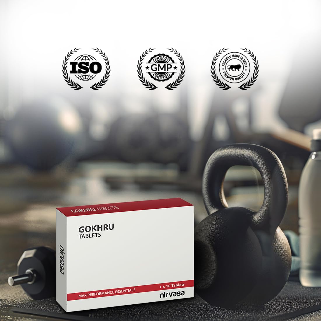 Nirvasa Gokhru Tablets for Men & Women (250mg, 10 Tab) | Natural Gokhru Extract (10:1) with Saponins & Tribulus Terrestris | Boosts Vitality, Rejuvenates Mind & Body, Enhances Vigour & Energy