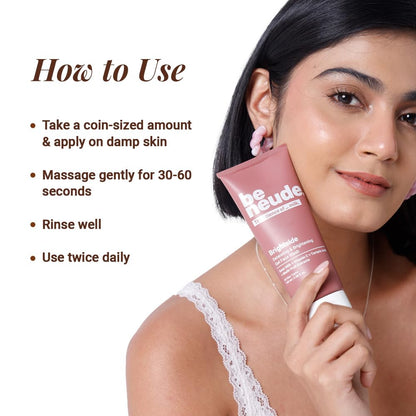Be Neude Brightside 100ml Detan & Brightening Gel Face Wash with Goat Milk, Vitamin C & Tartaric Acid for Dark Spot Removal, Pigmentation & Glow, Face Wash for Men & Women