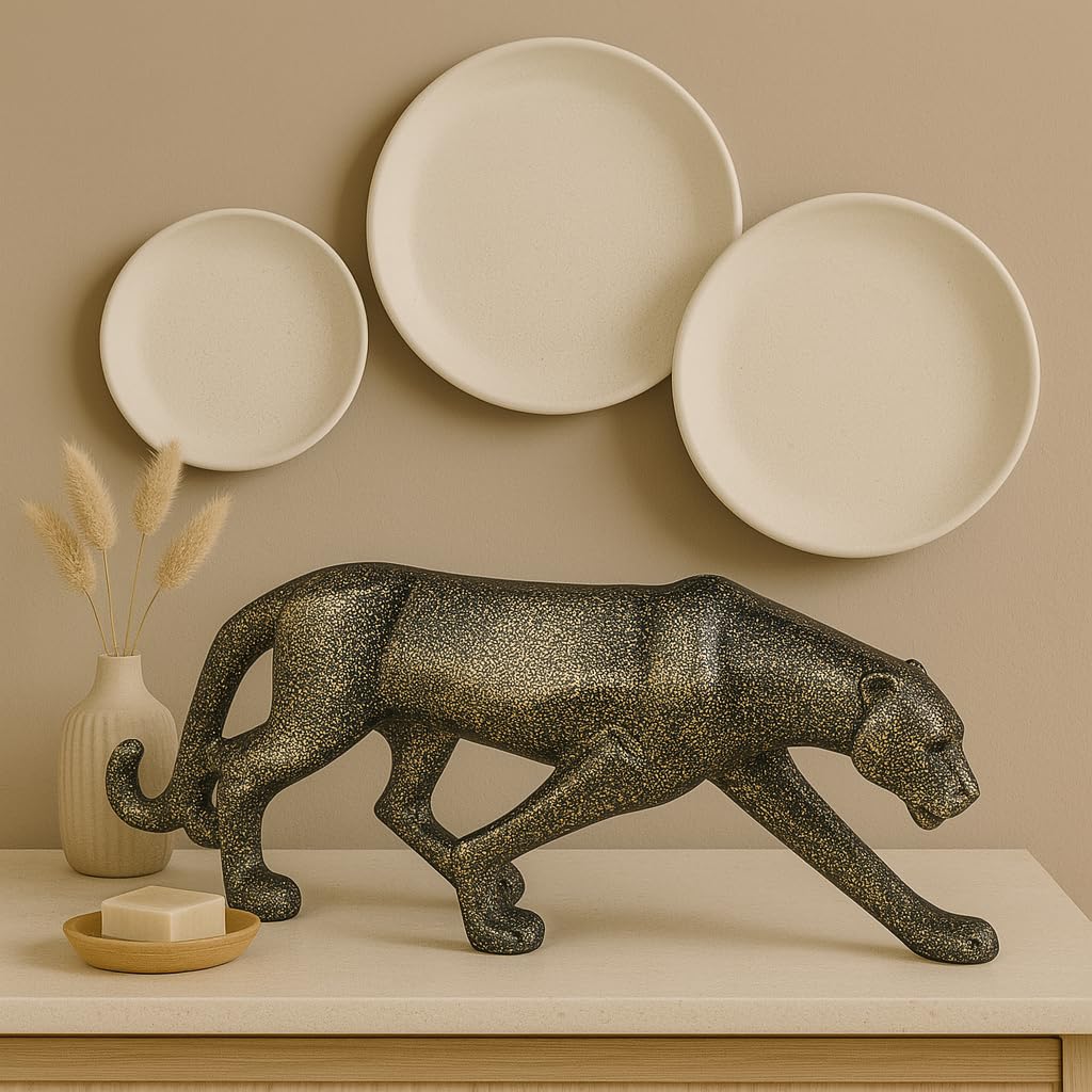 Beautiful Leopard Statue for Home Decor (Pack of 1, Dark Brown)