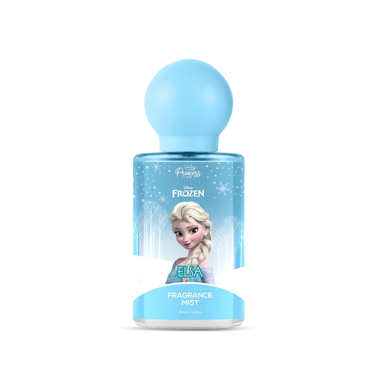 Fragrance mist bottle with Elsa from Frozen on a white background