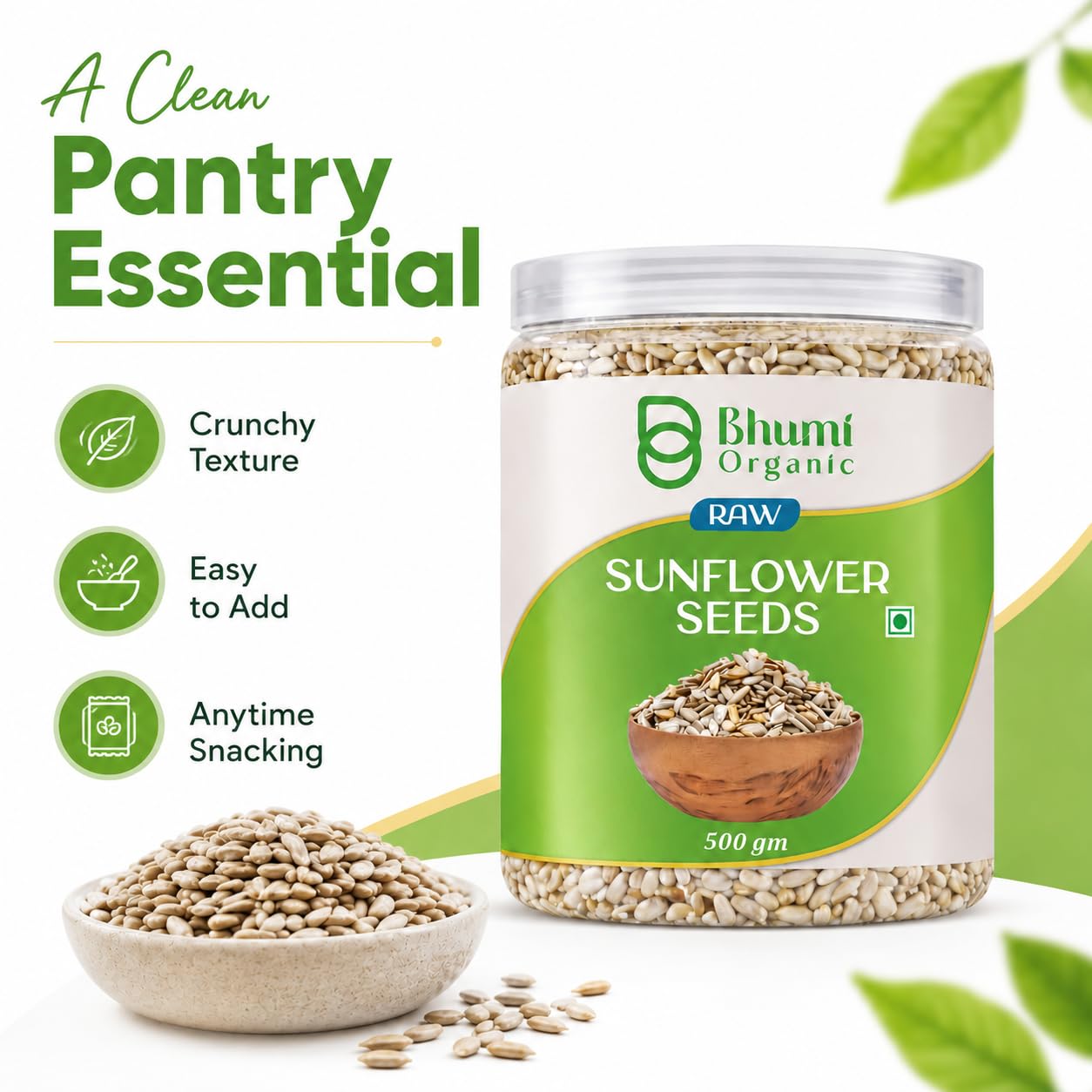 Bhumi Organic Premium Sunflower Seeds – 500GM