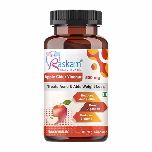 Apple Cider Vinegar 500 mg for Weight Loss management & Gut Health Supplement | Supports Metabolism & Heart Wellness | 100 Veg Capsules