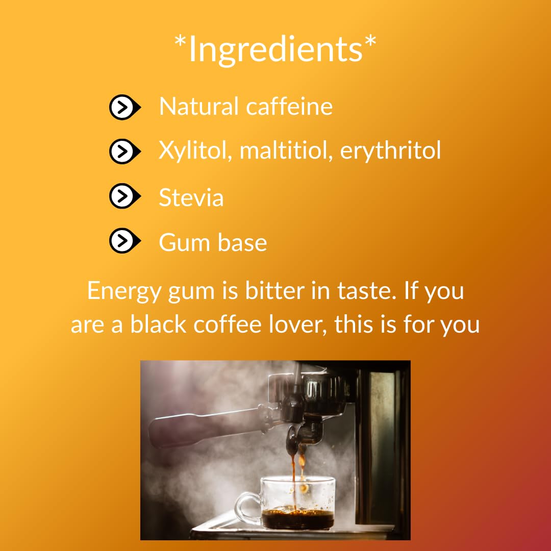 livNow Viva | Sugar Free Caffeine Chewing Gum | All Day Energy and Attention Boasting | Coffee Flavour | Mini-Bottle