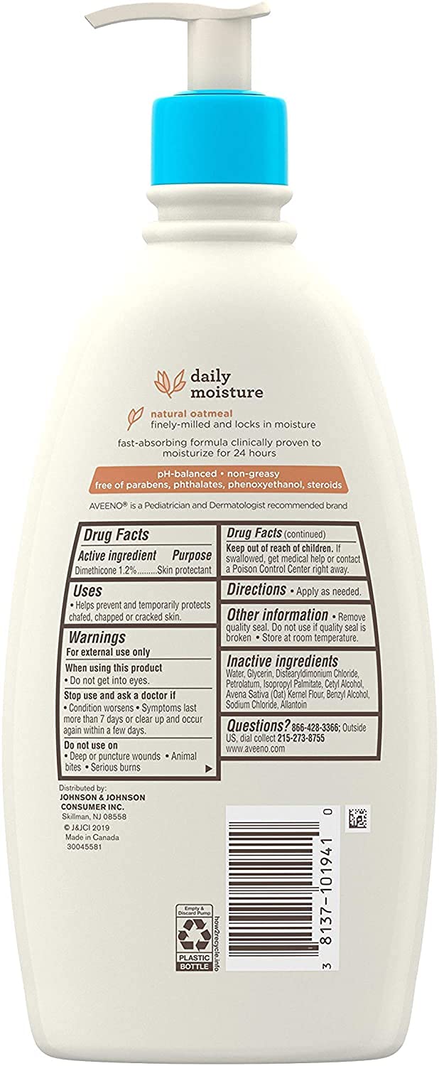 Aveeno Baby Daily Moisture Lotion For Delicate Skin Fragrance Free, 18 Oz