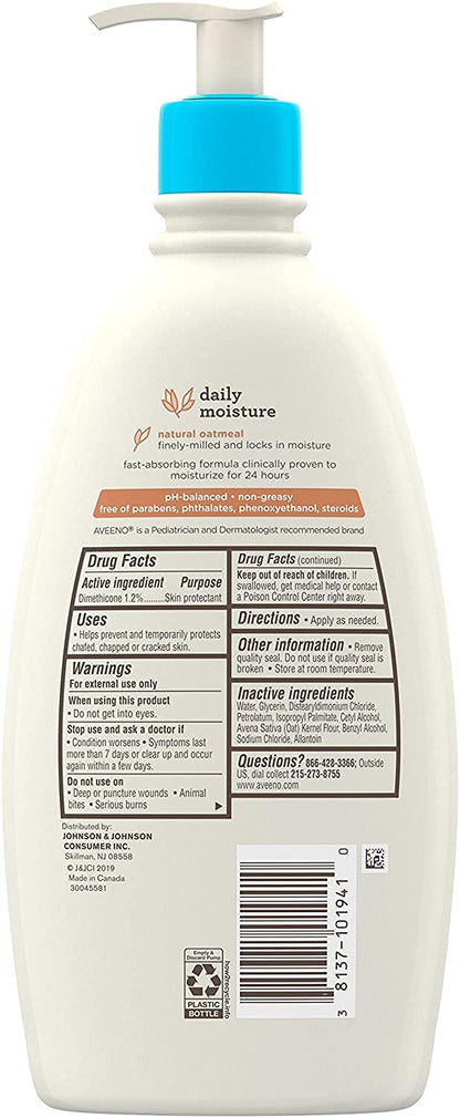 Aveeno Baby Daily Moisture Lotion For Delicate Skin Fragrance Free, 18 Oz