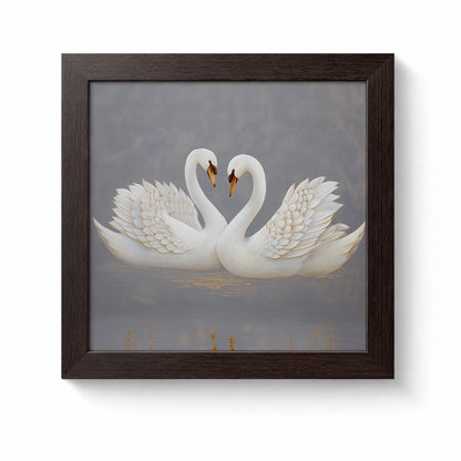 Pair Swan White Peace Love Elegant Romantic Serenity Nature Harmony Framed Poster Artwork Decor Painting
